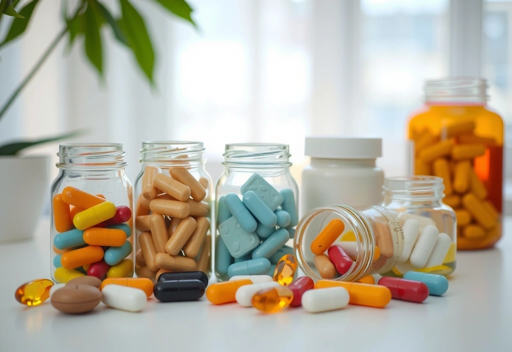 Tavolette vitaminiche assortite in contenitori